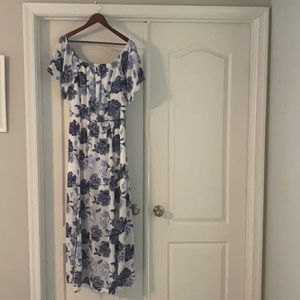 Off shoulder maxi dress with stretchy waist